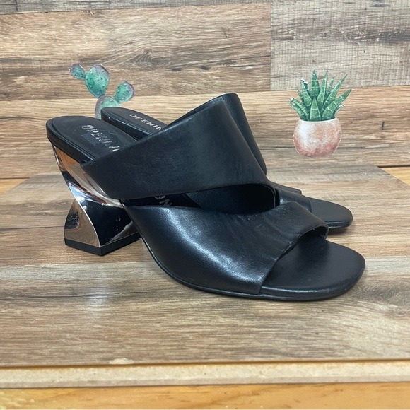 Open Ceremony black leather slides heels twisted heel women’s size 36 US 5.5-6 - Picture 1 of 7